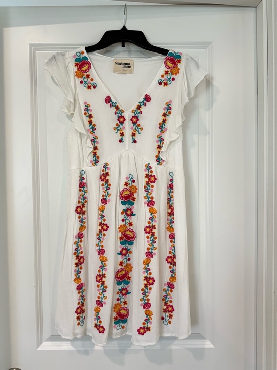 Savanna Jane Dresses & Skirts - Savanna Jane White Embroidered V-Neck Mini Dress